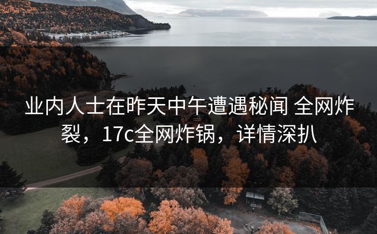 业内人士在昨天中午遭遇秘闻 全网炸裂，17c全网炸锅，详情深扒