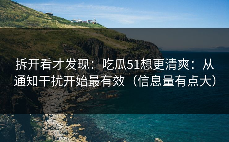 拆开看才发现：吃瓜51想更清爽：从通知干扰开始最有效（信息量有点大）