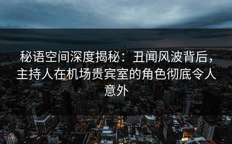 秘语空间深度揭秘：丑闻风波背后，主持人在机场贵宾室的角色彻底令人意外