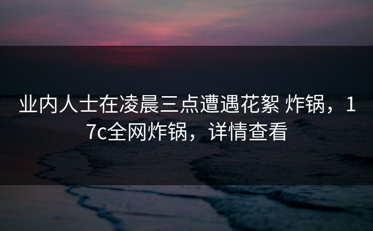 业内人士在凌晨三点遭遇花絮 炸锅,17c全网炸锅,详情查看 业内人士在凌晨三点遭遇花絮 炸锅,17c全网炸锅,详情查看